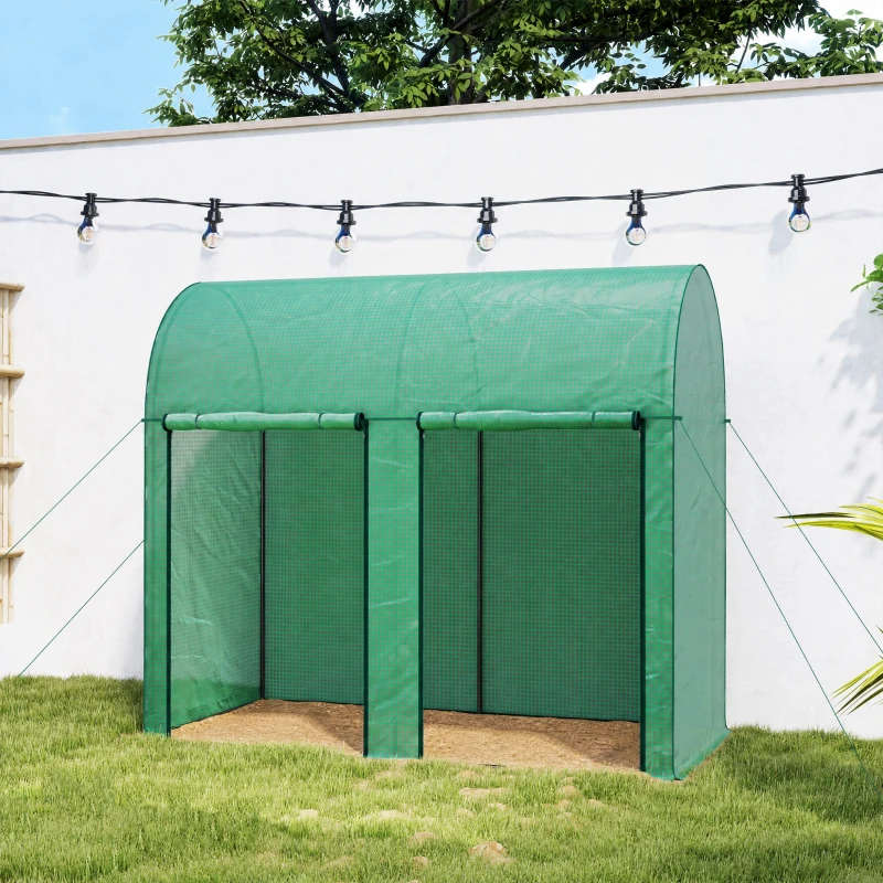 Outsunny Serre de jardin 2 m² serre à tomates 2 portes zippées enroulables acier PE haute densité anti-UV 2 x 1 x 1,78 m vert