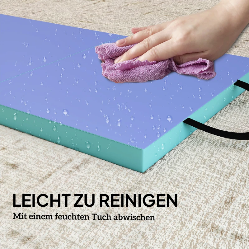 SPORTNOW Trainingsmatte Faltbare Fitnessmatte mit Griff Sportmatte für Yoga Fitness Synthetikbezug 180 x 60 x 5 cm Grün+Lila
