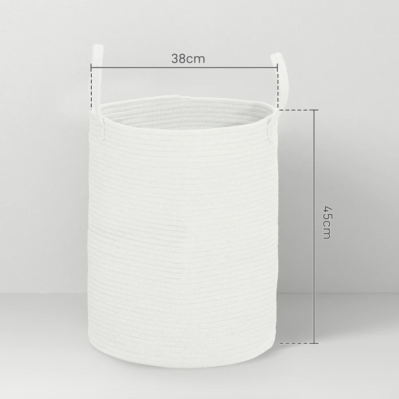 HOMCOM Cesto Portabiancheria da 36L Portatile e Pieghevole con Manici in Cotone Naturale, Ø38x45 cm, Crema