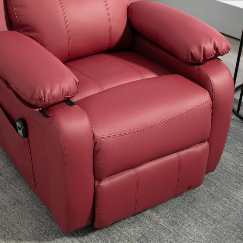 HOMCOM Poltrona Alzapersona Reclinabile con Poggiapiedi e Telecomando, in Pelle PU, 76x90x105 cm, Rosso