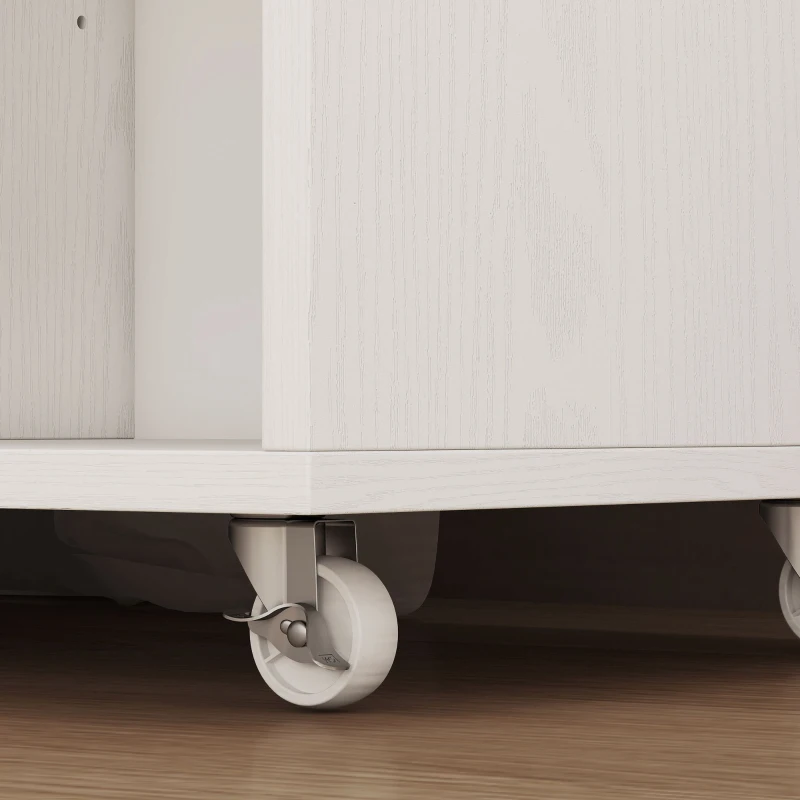 HOMCOM Mueble para Impresora con Ruedas 3 Cajones Barra Ajustable 2 Estantes Abiertos para Documentos Tamaño A4 Blanco y Roble