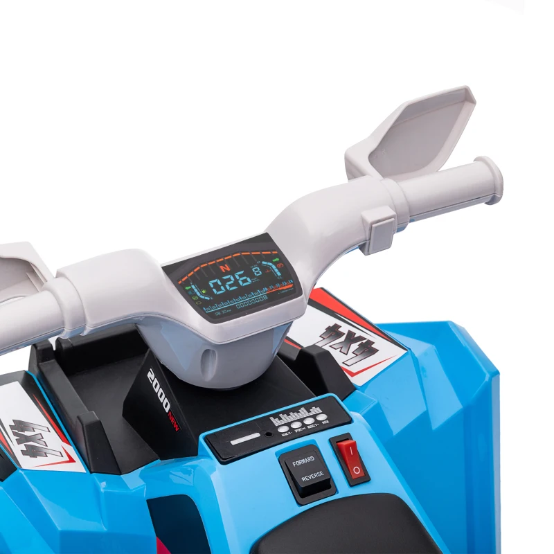 HOMCOM Quad pentru Copii 18-36 de luni din PP si Metal cu Roti Rezistente si Viteza max 2.5 km/h, 70x41.5x48.5 cm, Albastru Gri si Negru