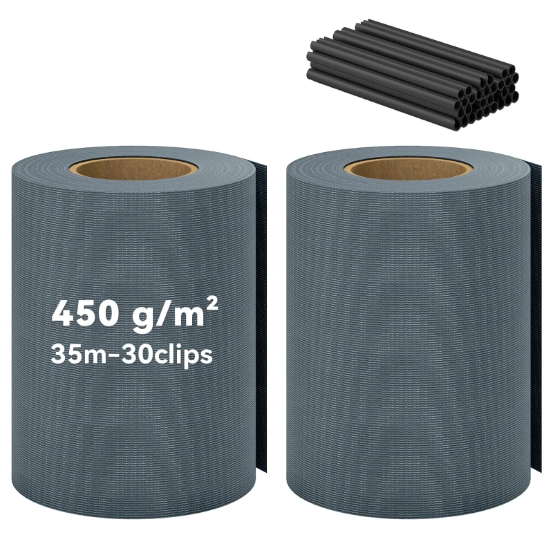 Outsunny 2Pcs Privacy Garden Screen Fence, UV Resistant Waterproof Windbreak Fencing, 70mx19cm, Grey