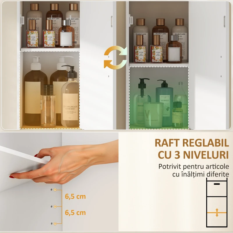 HOMCOM Dulap de Baie cu Sertar și Raft, Îngust, Alb