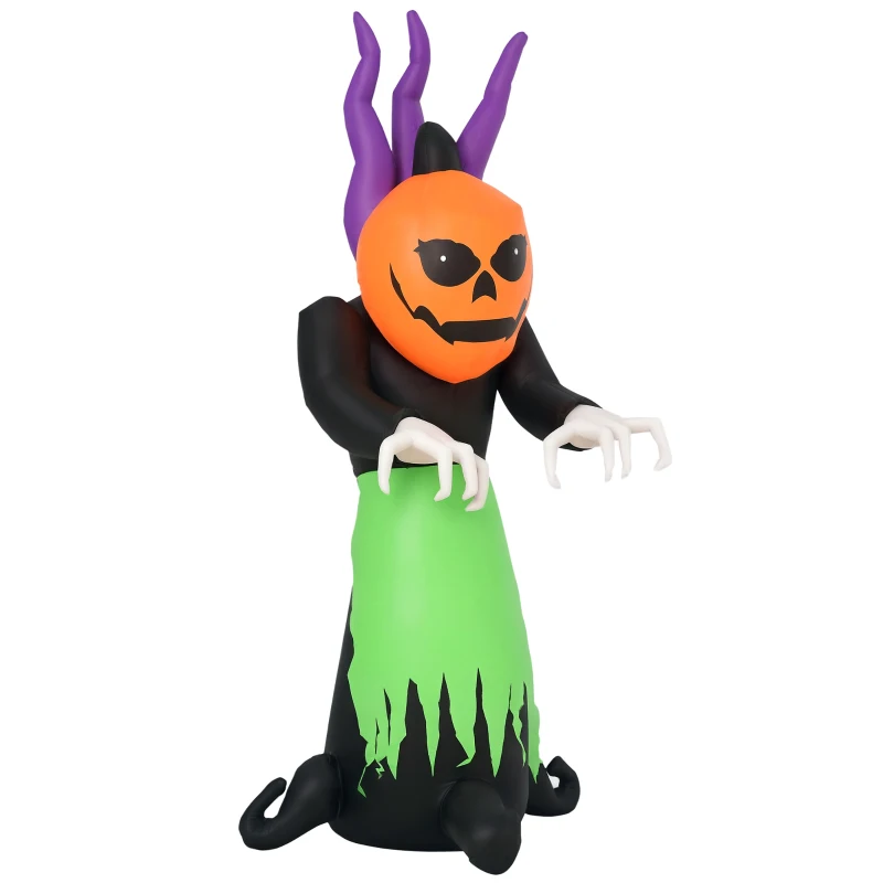 HOMCOM Halloween Pumpkin Ghost Inflatable LED Lights Accessories Scary Ghoul Outdoor Kids Party Theme Display