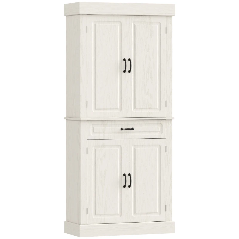 HOMCOM Credenza Cucina con 2 Armadietti e Cassetto in Stile Coloniale, 80x35x180cm Bianco