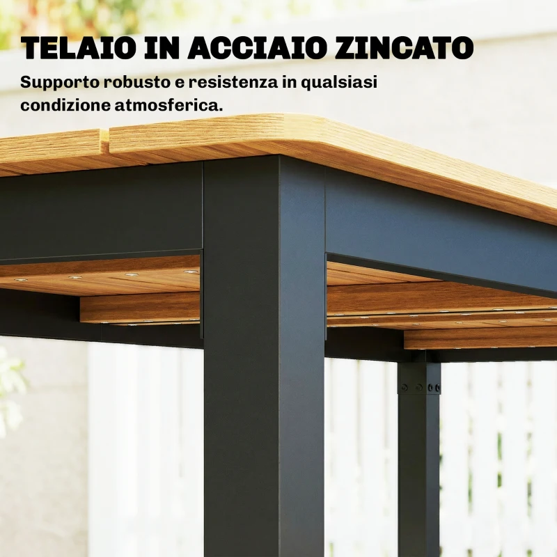 Outsunny Tavolo da Giardino Rettangolare per 6-8 Persone, Dimensioni 180 x 86 cm