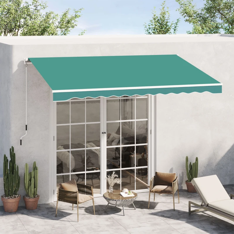 Outsunny Toldo de Pared con Brazo Articulado y Manivela Marco Resistente de Aluminio y Cubierta de Poliéster 295x245 cm Verde
