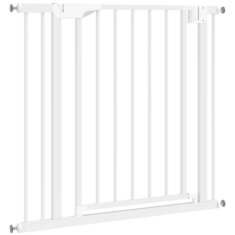 PawHut Barrière de Sécurité pour Chiens et Bébés 76 à 88 cm avec Extension, Fixation par Pression sans Perçage, 76 à 88 cm, Blanc