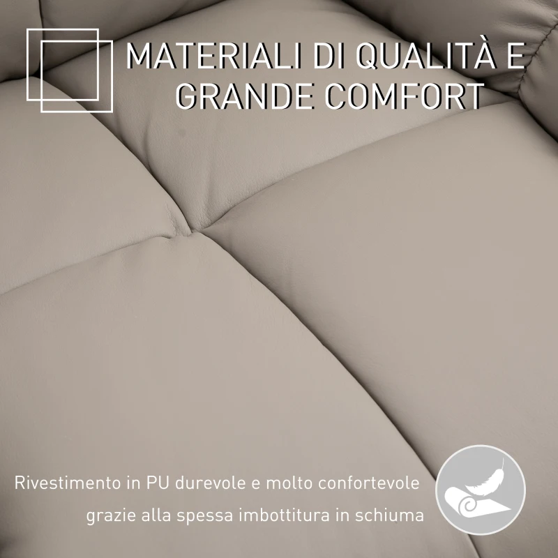 HOMCOM Poltrona Relax con 8 Punti Massaggio e Reclinazione a 165° in Finta Pelle, Grigio