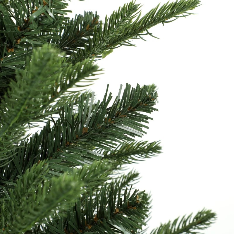 HOMCOM 150cm Artificial Christmas Tree Full Hinged Xmas Tree Solid Pine Wood Stand, Green
