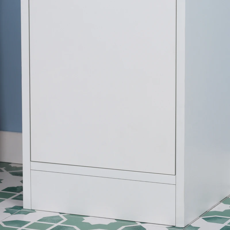 kleankin Colonna Bagno Salvaspazio in Legno con Specchio e Apertura a Pressione, 30x28x170cm, Bianco