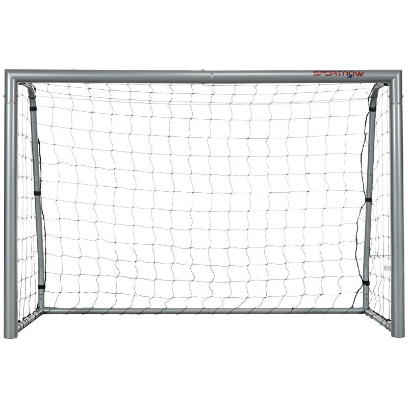 SPORTNOW Porta da Calcio Grigia 180x120x60 cm con Viti e Picchetti inclusi, in PE e Metallo