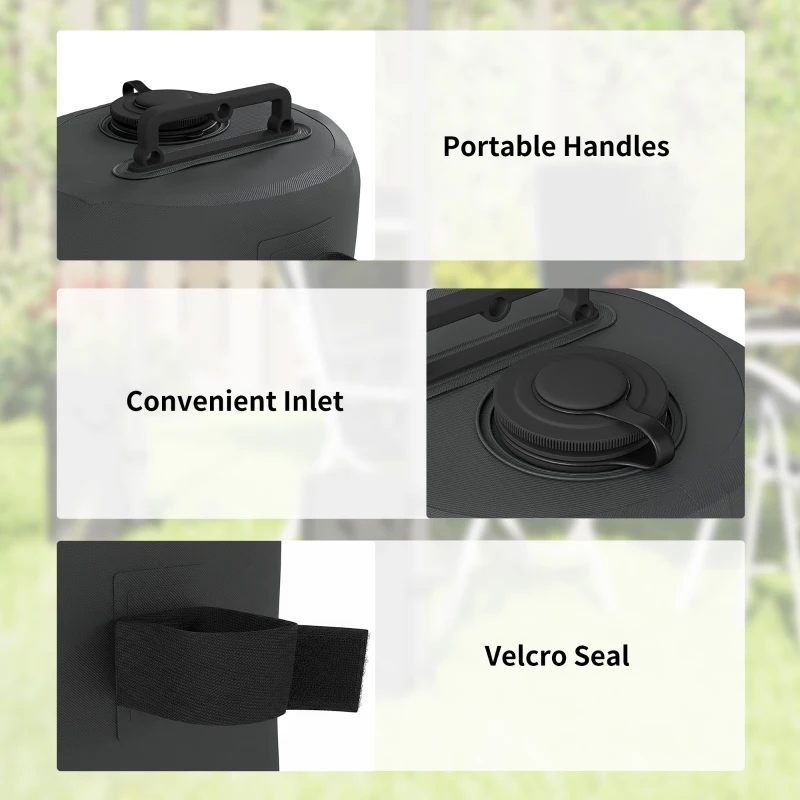 Outsunny Set of 4 Gazebo Weights Sand Bags, Gazebo Water Weights Bags with Carry Handles for Garden Marquee, Parasol, Black