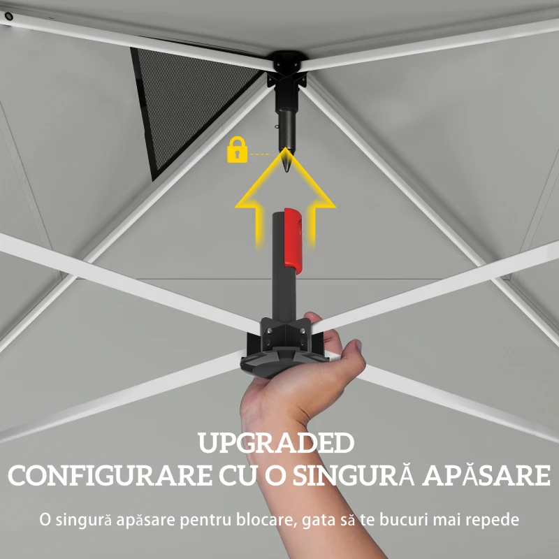 Outsunny Pavilion 3x3 m Pop-Up cu Buzunare, UPF 50+, cu Saci de Nisip și Geantă cu Roți