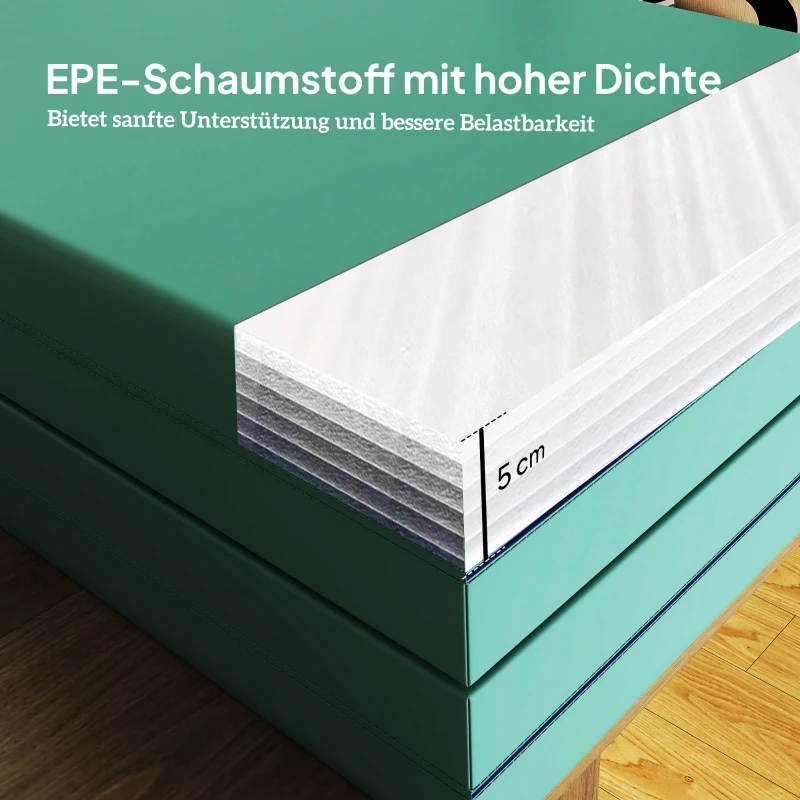SPORTNOW Trainingsmatte Faltbare Fitnessmatte mit Griff Sportmatte für Yoga Fitness Synthetikbezug 180 x 60 x 5 cm Grün+Lila