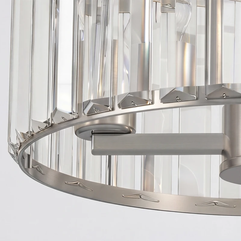 HOMCOM Semi Flush Mount Modern Crystal Chandelier Ceiling Light, Crystal Ceiling Light Fixture with E14 Base, Silver Tone