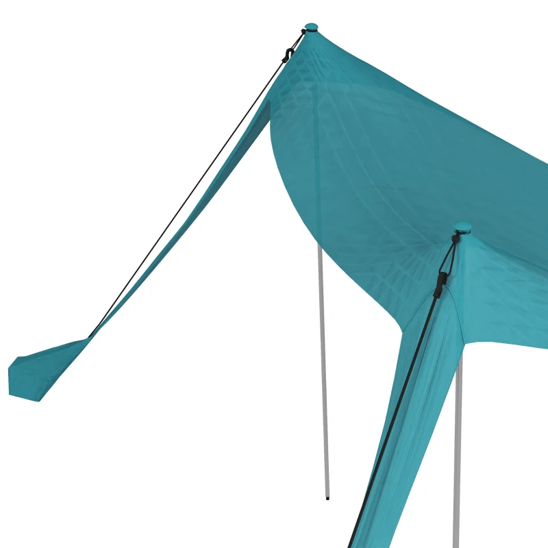 Outsunny Tente de plage, abri solaire de camping, bâche avec 2 poteaux, auvent d'ombrage extérieur - dim. 215L x 200l x 200H cm