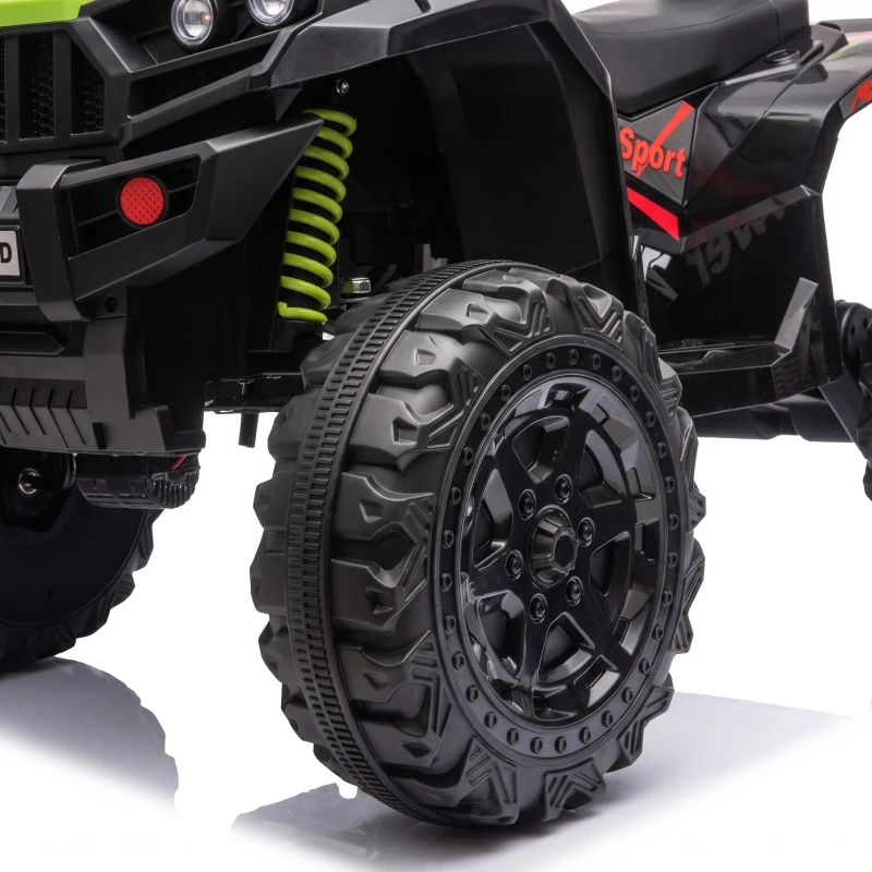 AIYAPLAY 24V 2 Seater Electric Quad Bike for Kids, Ride On Car ATV Toy w/ Forward Backward, for Boys Girls 3-8 Years, Green