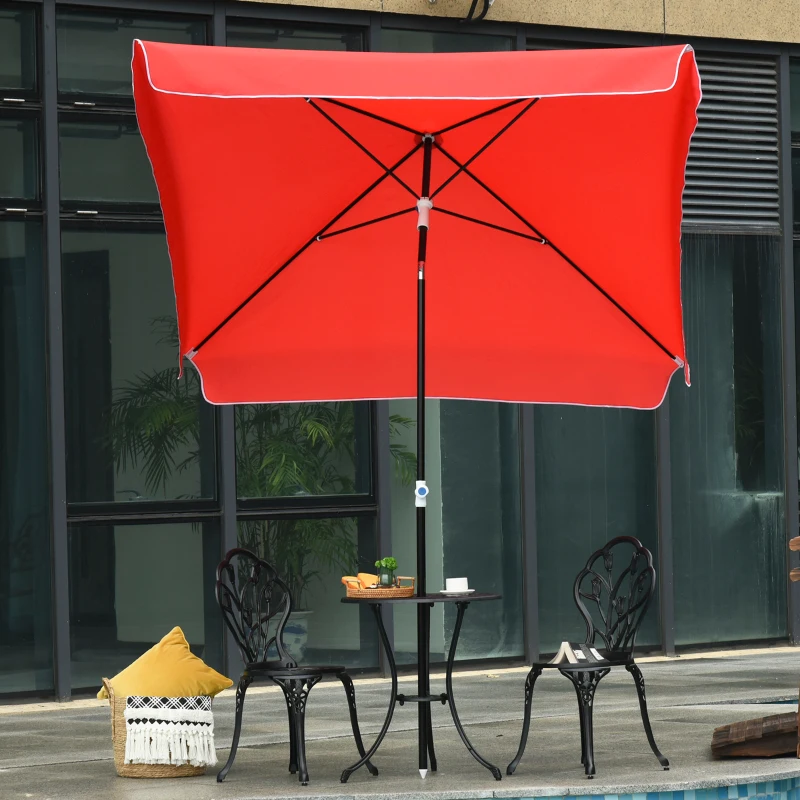 Outsunny Parasol de jardin Parasol droit inclinable rectangulaire métal polyester haute densité 2L x 2l x 2,6H m rouge