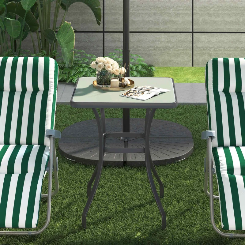 Outsunny Table carrée Bistro de Jardin dim. 68L x 68l x 84H cm métal époxy Gris Plateau Verre trempé granité