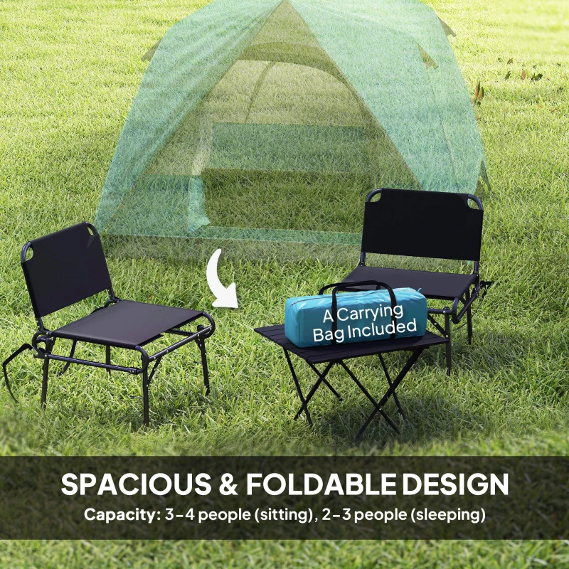 Outsunny Camping Tent, Easy Set Up 2-3 Man Tent with Sewn-in Groundsheet, 3000 mm Dome Tent w/ Mesh Windows, Navy Blue/Light Blue