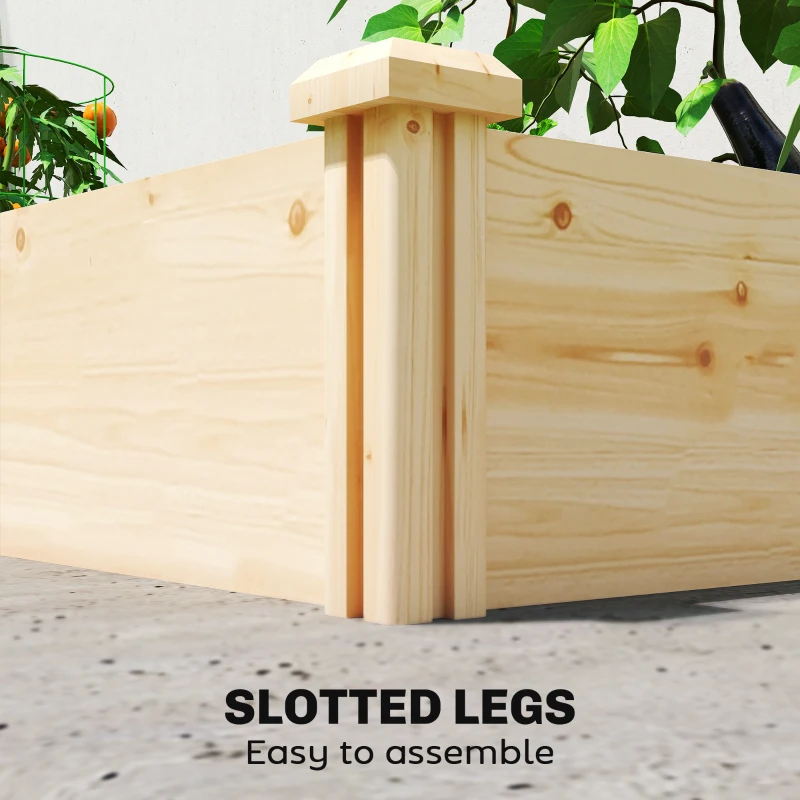 Outsunny Raised Garden Bed, Wooden Planter Box with Divider and Open Bottom for Flowers, Herbs, Vegetables, DIY Painting