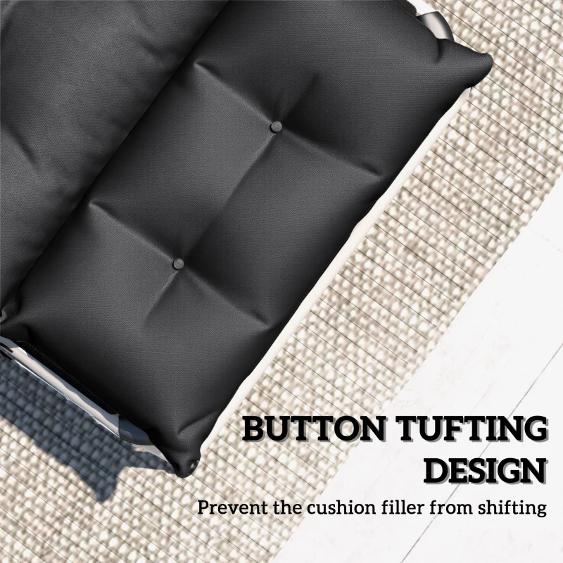 Outsunny Set of Two 190 x 56cm Sun Lounger Cushions - Black