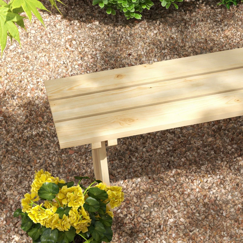 Outsunny Banco de Madera de 2 Plazas Carga 220 kg Banco de Exterior para Jardín Patio Terraza 130x38x45 cm Natural