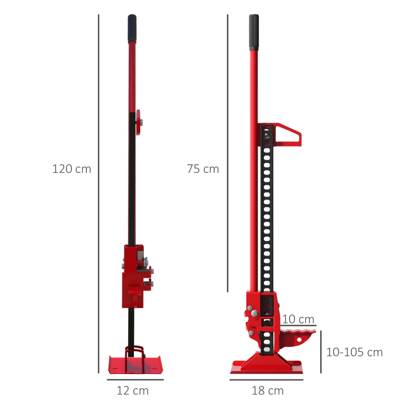 HOMCOM Cric Auto da 3 Tonnellate in Acciaio Rinforzato con Sollevamento 10-105cm, Rosso