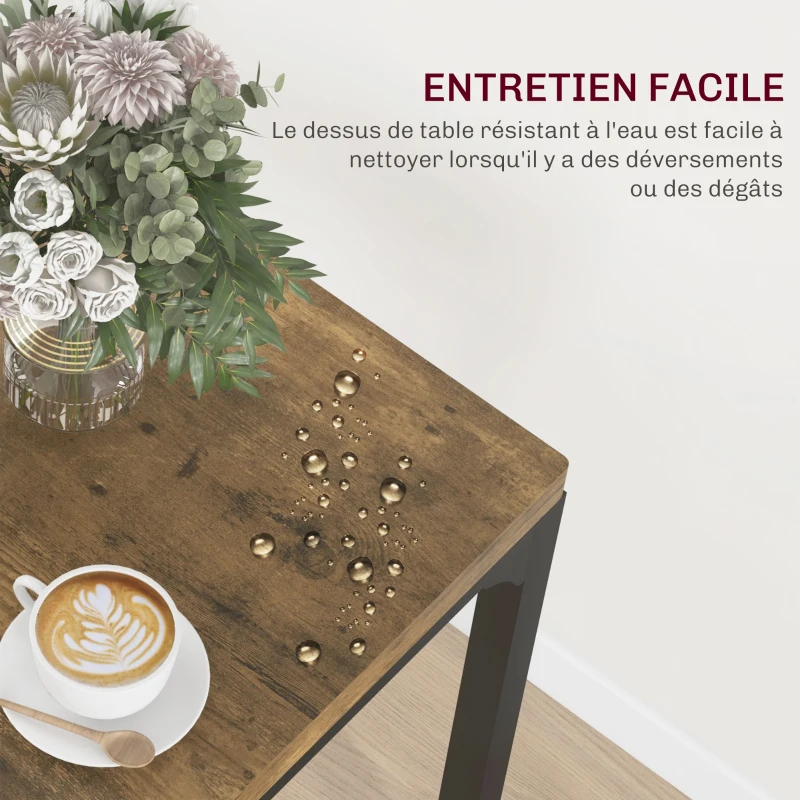 HOMCOM Ensemble table à manger avec 2 chaises encastrables, pour cuisine salon maison, rustique