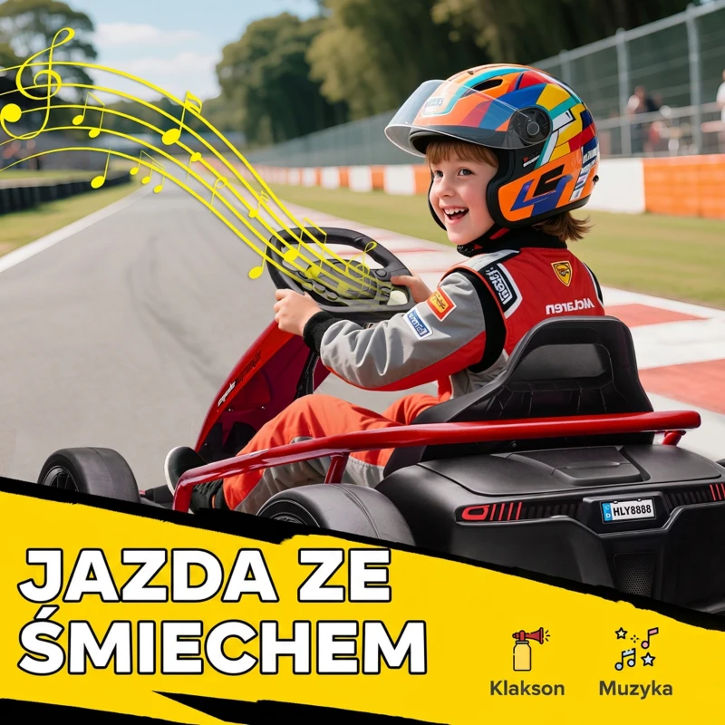 HOMCOM 24 V elektryczny gokart dla dzieci do 13 km/h z funkcją driftu, 2 silniki, dla 8–12 lat, czerwony