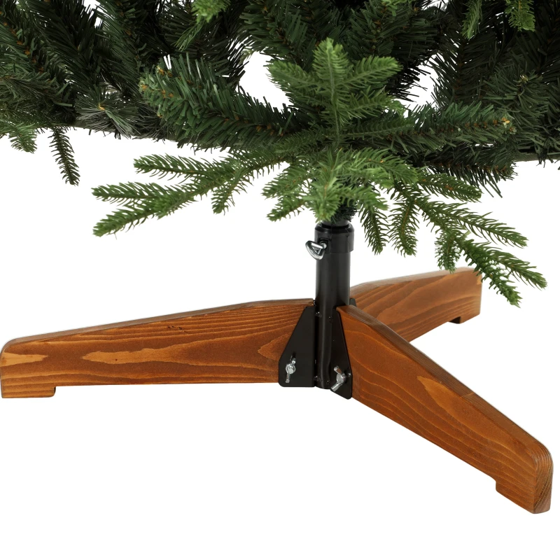 HOMCOM 150cm Artificial Christmas Tree Full Hinged Xmas Tree Solid Pine Wood Stand, Green