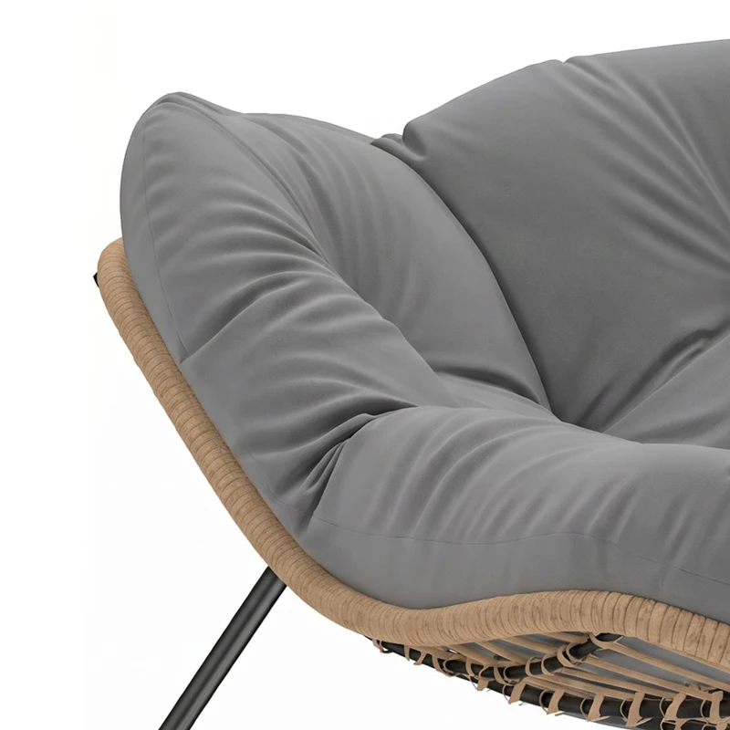Outsunny Indoor Outdoor Rocking Chair, Oversized Rocking Egg Chair with Cushion for Living Room, Garden, Patio, Grey