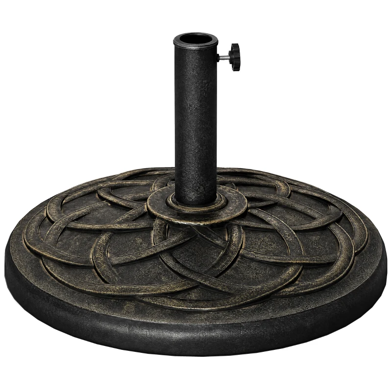 Outsunny Base per Ombrellone in Resina 19kg con Decorazioni e Accoppiatore, Antiruggine, Φ54.5cm, Bronzo