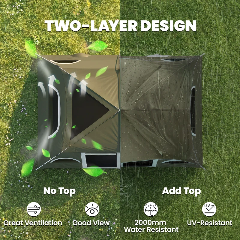 Outsunny Camping Tent, Family Tent 4-8 Person 2 Room, with Large Mesh Windows, Easy Set Up for Backpacking Hiking Outdoor, Green