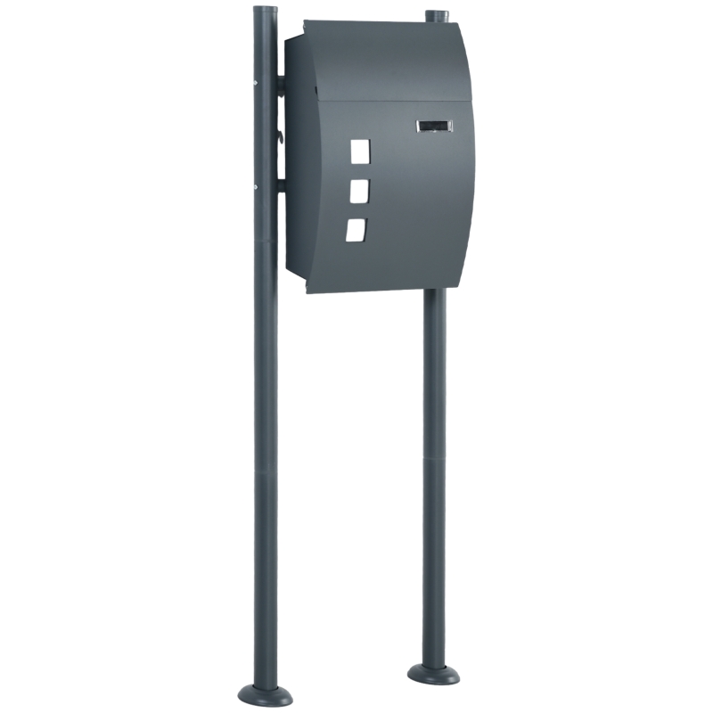 HOMCOM Briefkasten Postkasten, Verriegelung, Standbriefkasten, 2 Schlüssel, Stahl, 44 cm x 15 cm x 114 cm,  Grau