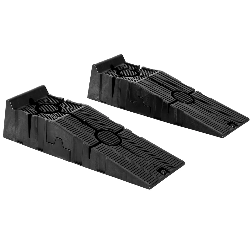 DURHAND Juego de 2 Rampas Portátiles de Plástico Carga 3 Toneladas para Coches Estándares Furgonetas Pequeñas 91x30x21 cm Negro