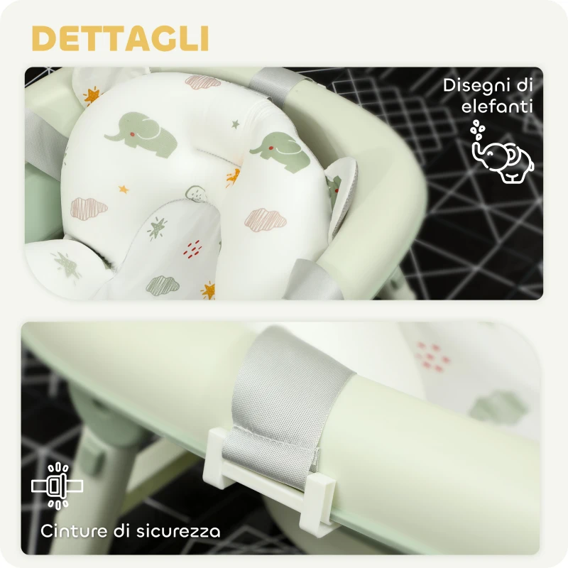 AIYAPLAY Vaschetta Bagnetto Pieghevole per Neonati con Cuscinetto e Lavabo, in Plastica Antiscivolo, 86x53x25.5 cm, Verde