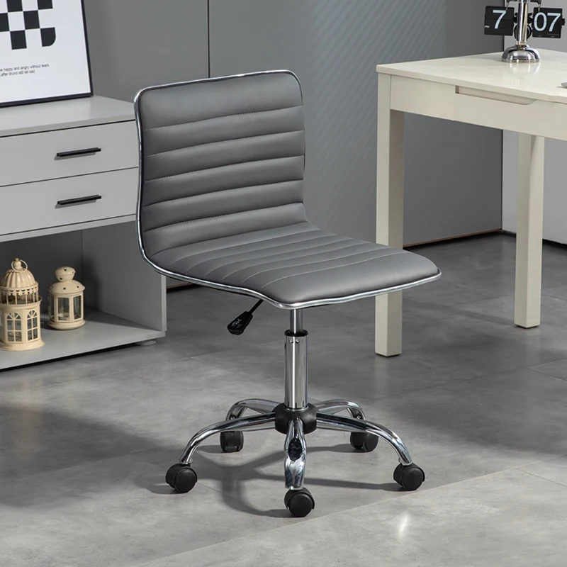 HOMCOM Silla de Escritorio sin Brazos Giratoria con Altura Ajustable Silla para Estudio Tapizada en PU Carga 120 kg Gris Oscuro
