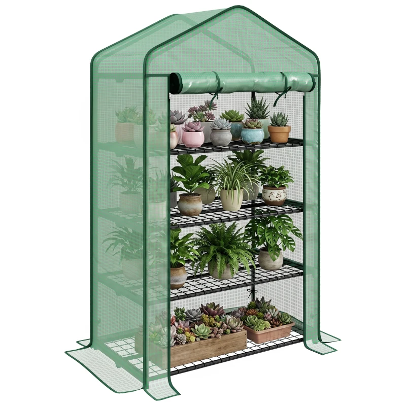 Outsunny Four-Tier Mini Greenhouse, with Reinforced Plastic Cover