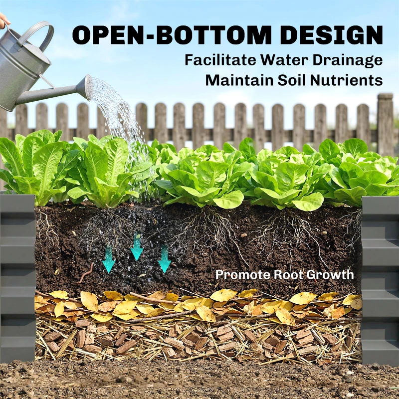 Outsunny Rectangle Raised Garden Bed Box with Weatherized Steel Frame for Vegetables, Flowers, & Herbs, 120 cm x 60 cm x 30.5 cm, Light Grey