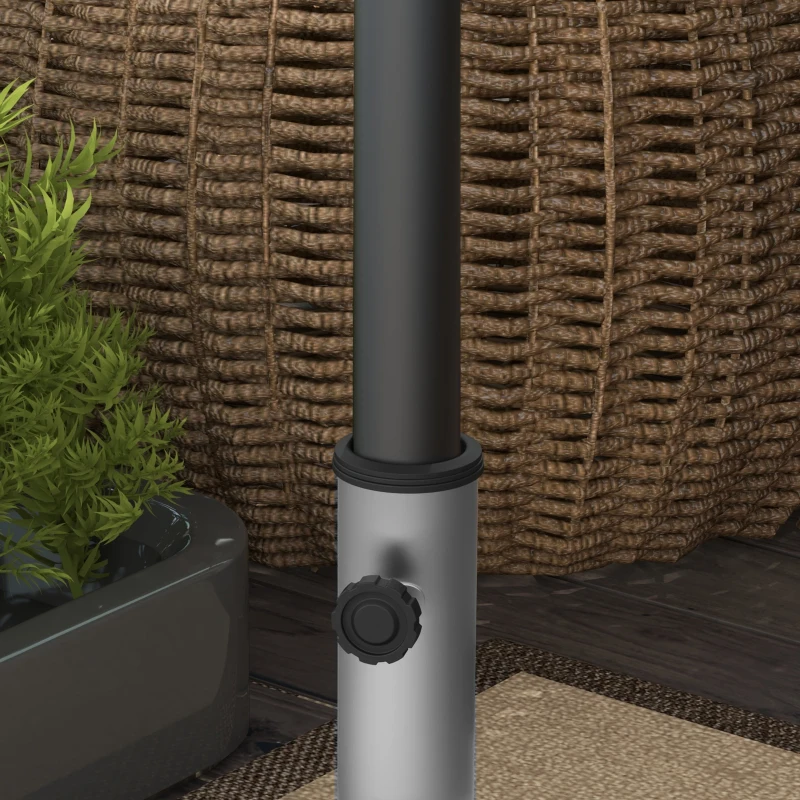 Outsunny Base per Ombrellone da 28kg in Granito con Maniglia Estensibile e Rotelle, 41x41x37.5cm, Grigio