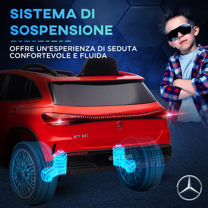 HOMCOM Macchina Elettrica per Bambini 3-8 Anni con Telecomando, Fari e Clacson, Rossa e Nera