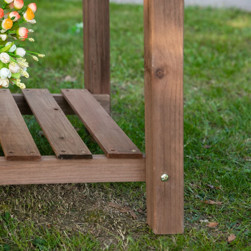 Outsunny Letto per Orto Rialzato in Legno con Ripiano Pieghevole e Mensola Inferiore, 123x54x80cm
