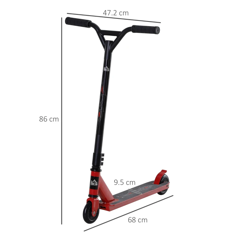 HOMCOM Monopattino per Bambini e Adulti con Ruote in PU da 100 mm, in Alluminio, 68x47.2x86 cm, Rosso