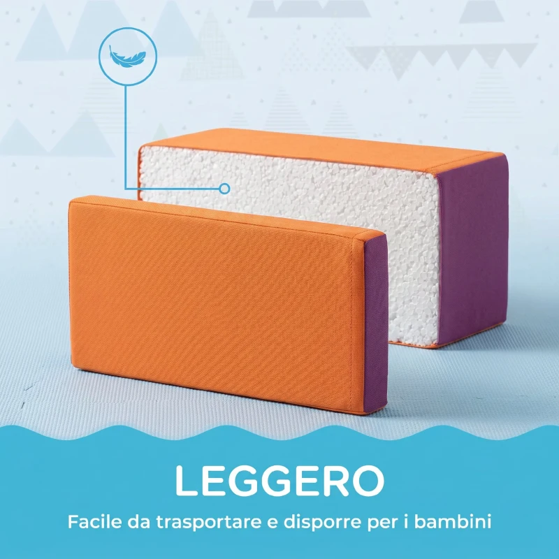 HOMCOM Set di 7 Costruzioni Morbide per Bambini da 1-3 Anni in Schiuma e Pelle PU, per Casa e Asilo, Multicolore