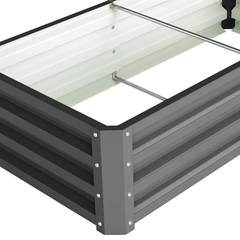 Outsunny Rectangle Raised Garden Bed Box with Weatherized Steel Frame for Vegetables, Flowers, & Herbs, 120 cm x 60 cm x 30.5 cm, Light Grey