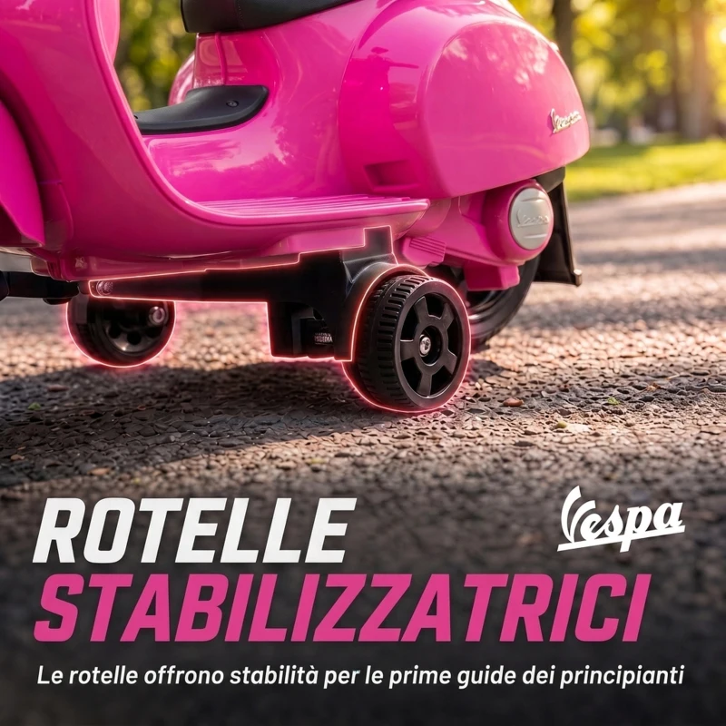 AIYAPLAY Moto Elettrica per Bambini 1.5-3 Anni MINI VESPA GTS 6V, Rosa