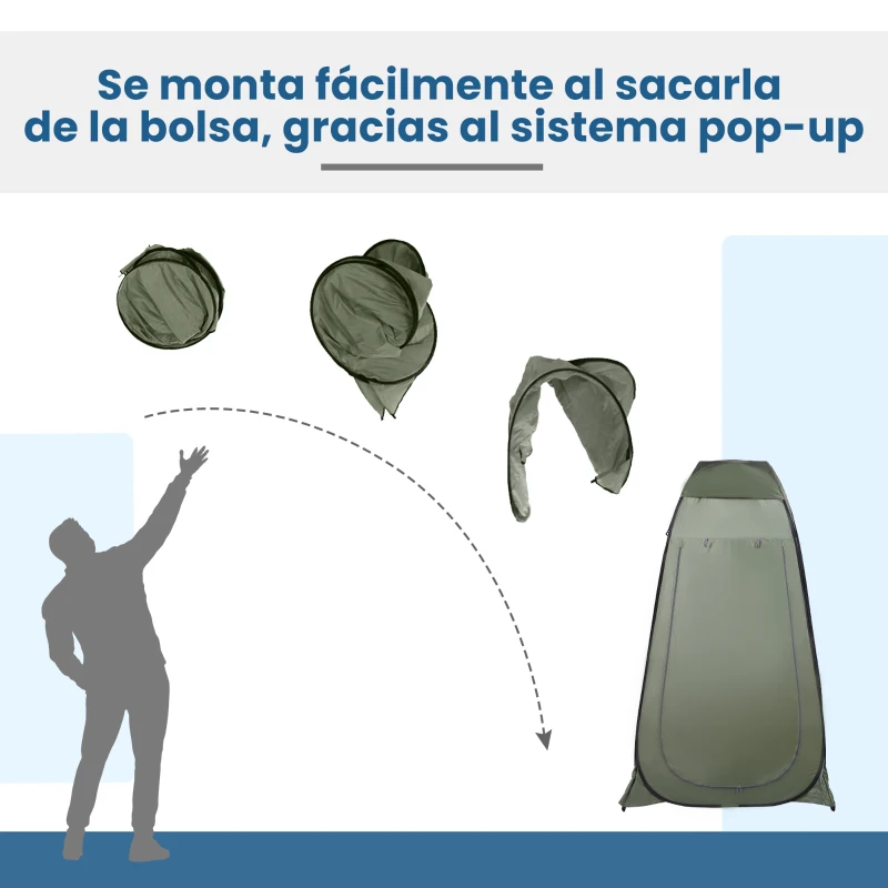 Outsunny Tienda de Ducha Pop-Up Tienda de Privacidad Portátil Tienda Instantánea  con Bolsa de Transporte para Baño Vestuario Cambiador 120x120x190 cm Verde
